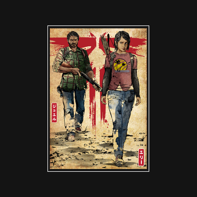 Joel And Ellie Woodblock-none stretched canvas-DrMonekers