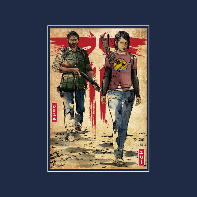 Joel And Ellie Woodblock-none fleece blanket-DrMonekers