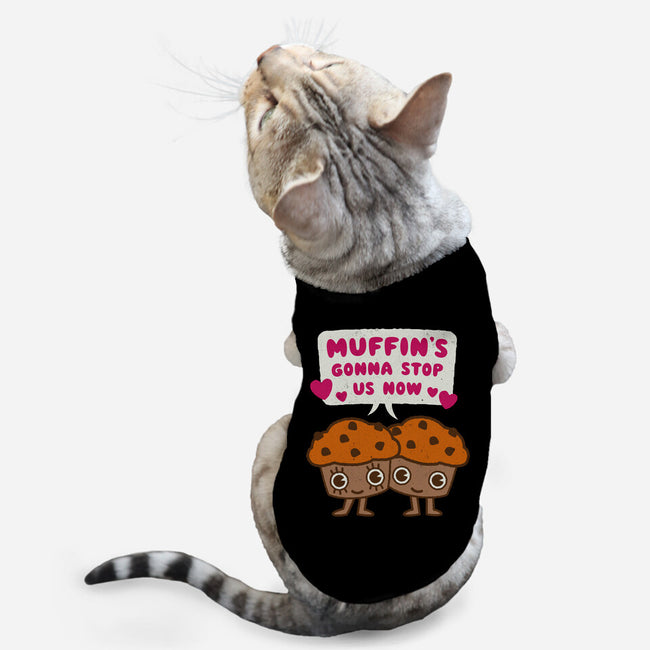 Muffin's Gonna Stop Us-cat basic pet tank-Weird & Punderful