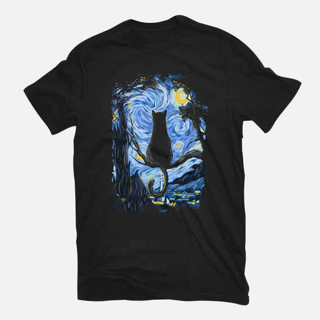 Cat Starry Night-youth basic tee-fanfabio