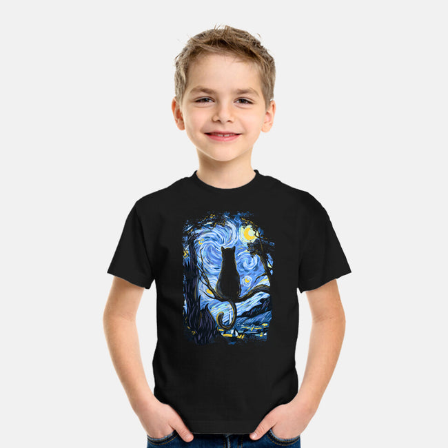 Cat Starry Night-youth basic tee-fanfabio
