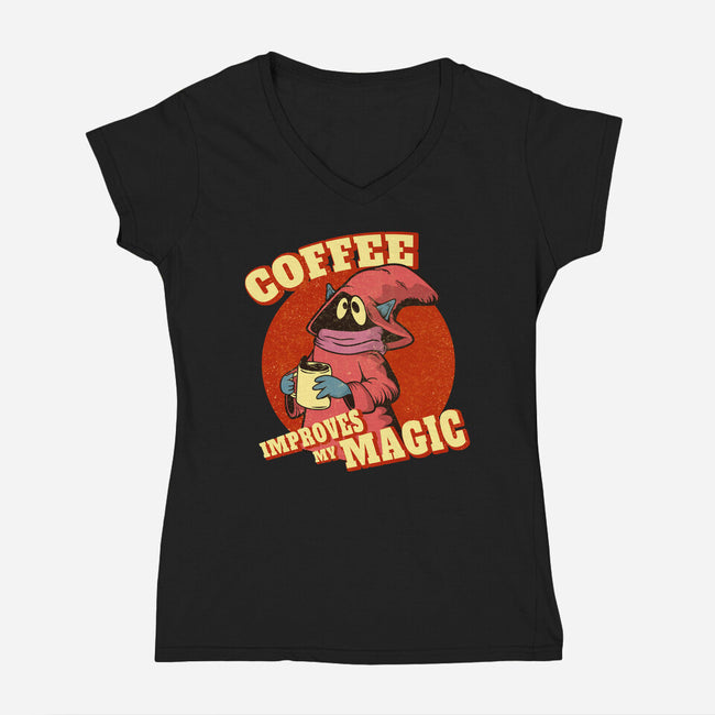 Coffee Improves My Magic-womens v-neck tee-leepianti