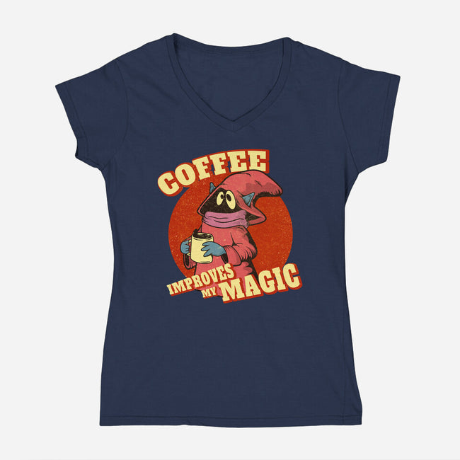 Coffee Improves My Magic-womens v-neck tee-leepianti