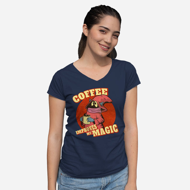 Coffee Improves My Magic-womens v-neck tee-leepianti