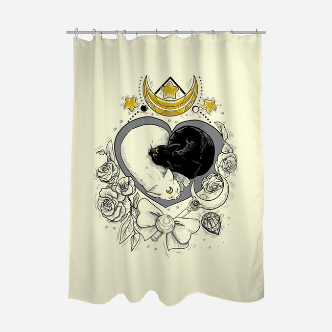 The Moon Cats-none polyester shower curtain-ellr