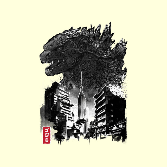 Godzilla Sumi-e-none memory foam bath mat-DrMonekers