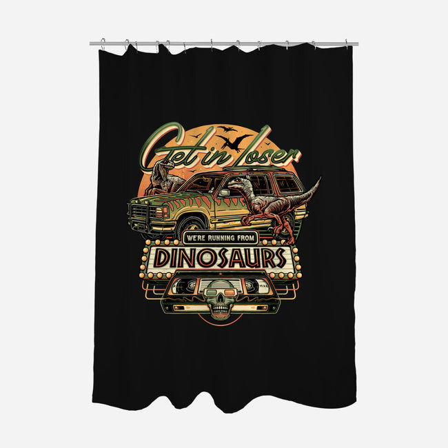 Running From Dinosaurs-none polyester shower curtain-momma_gorilla