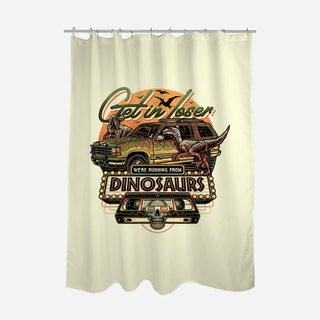 Running From Dinosaurs-none polyester shower curtain-momma_gorilla