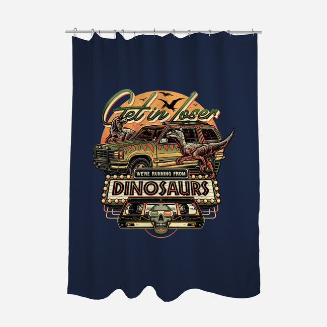 Running From Dinosaurs-none polyester shower curtain-momma_gorilla