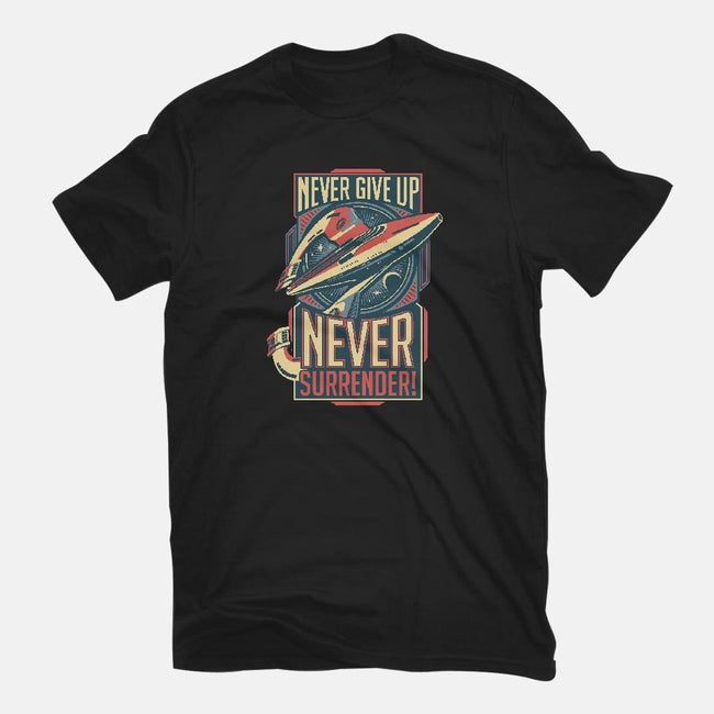 Never Surrender!-mens basic tee-DeepFriedArt
