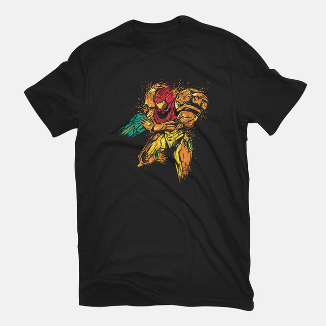 Splattered Bounty Hunter-womens fitted tee-DrMonekers