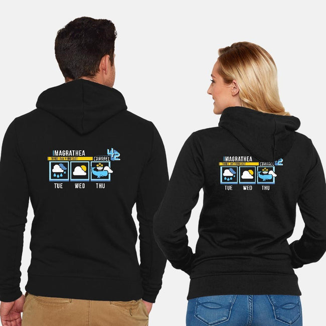Magrathea Forecast-unisex zip-up sweatshirt-chocopants