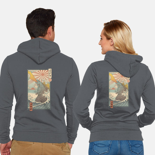 King Kaiju Ukiyo-E-unisex zip-up sweatshirt-vp021