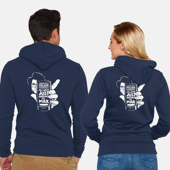 Drink Milk and Kick Ass-unisex zip-up sweatshirt-butcherbilly