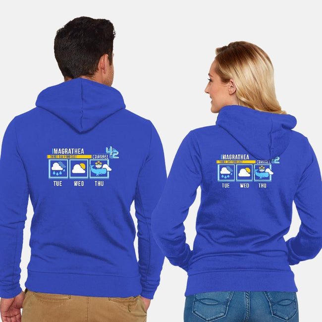 Magrathea Forecast-unisex zip-up sweatshirt-chocopants