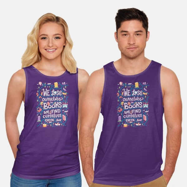 We Lose Ourselves in Books-unisex basic tank-risarodil