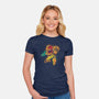 Splattered Bounty Hunter-womens fitted tee-DrMonekers